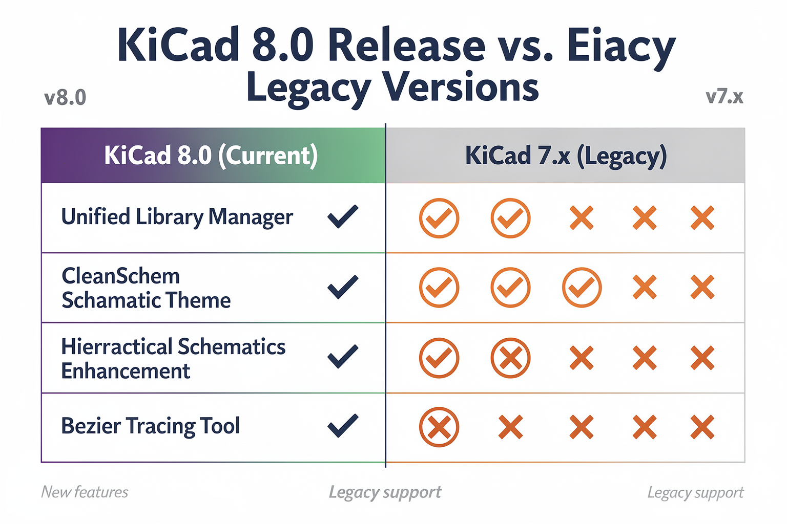 Key Developments in KiCad 8.0 (TABLE)