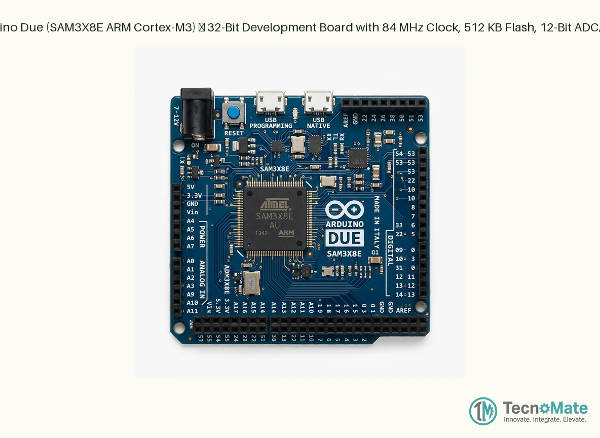 Arduino Due (SAM3X8E ARM Cortex-M3) – 32-Bit Development Board with 84 MHz Clock, 512 KB Flash, 12-Bit ADC/DAC
