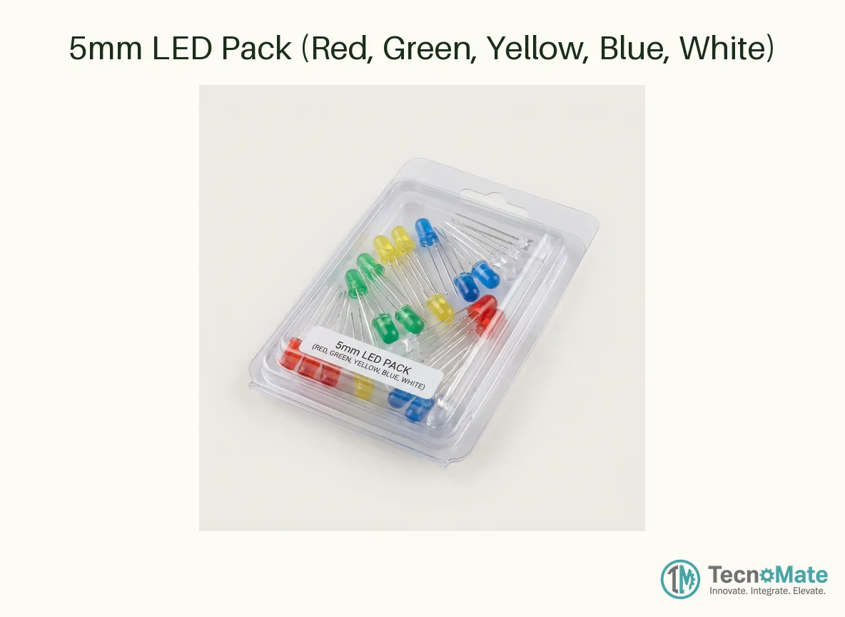 5mm LED Pack (Red, Green, Yellow, Blue, White)