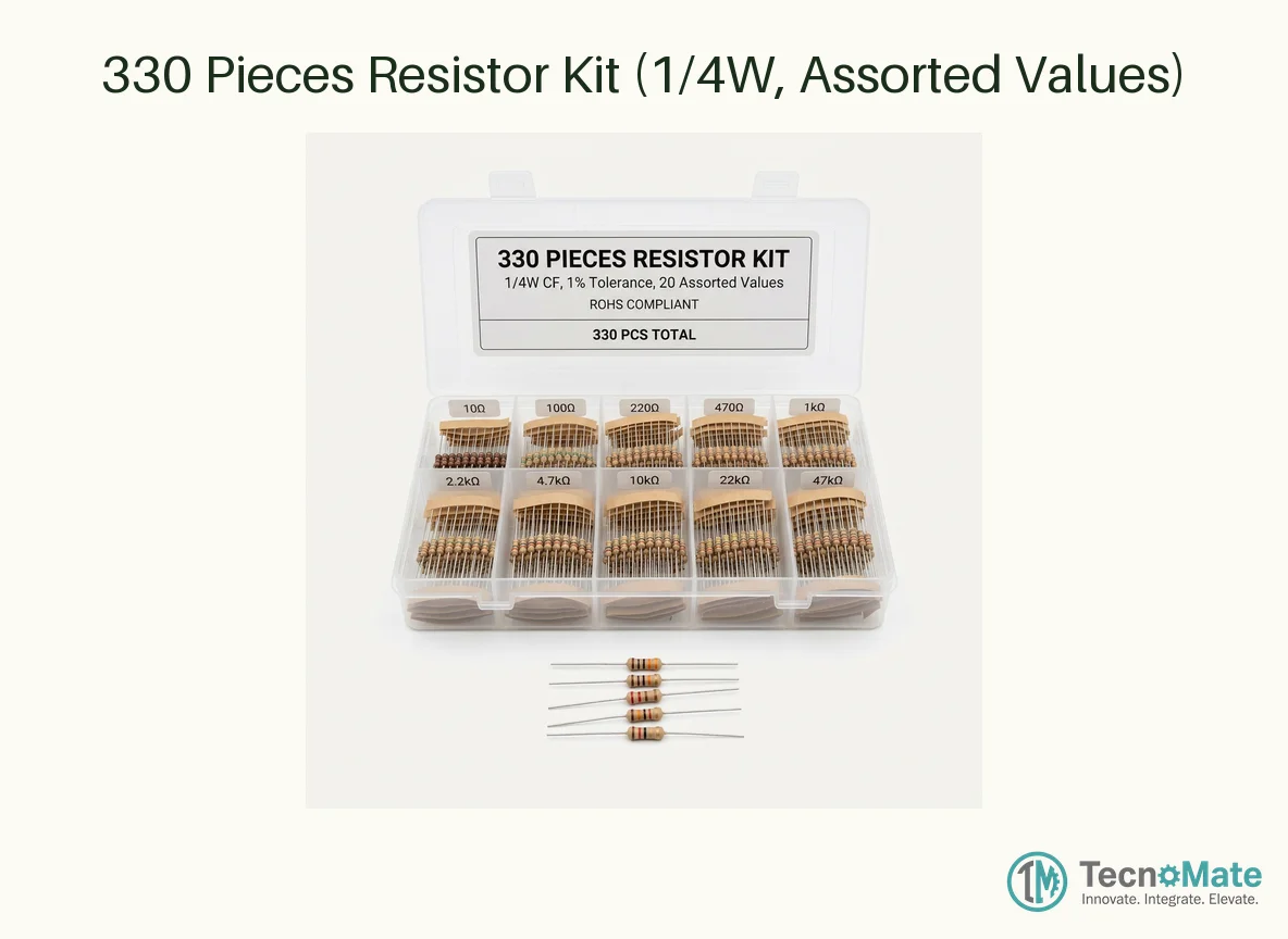 330 Pieces Resistor Kit (1/4W, Assorted Values)