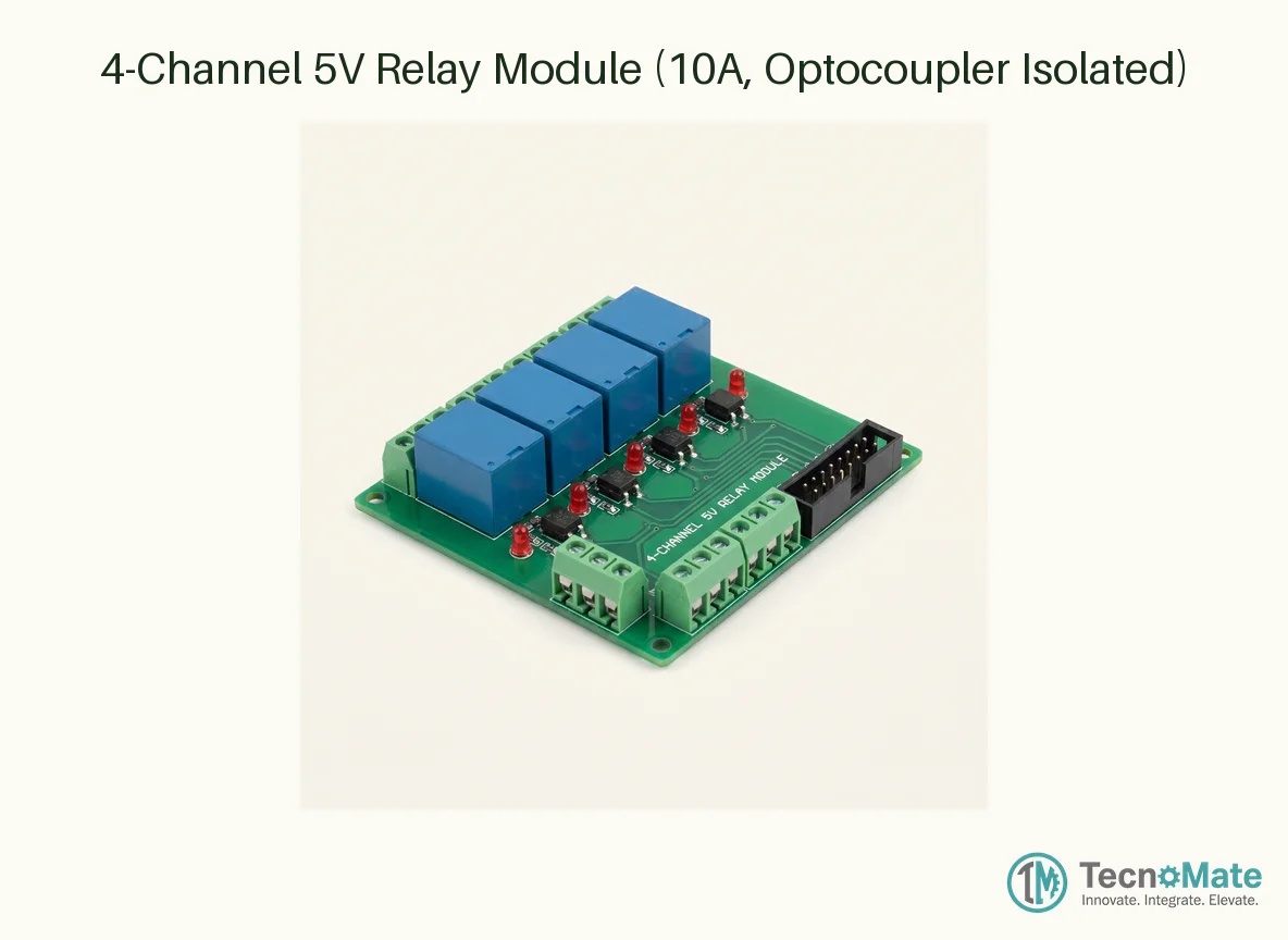 4-Channel 5V Relay Module (10A, Optocoupler Isolated)