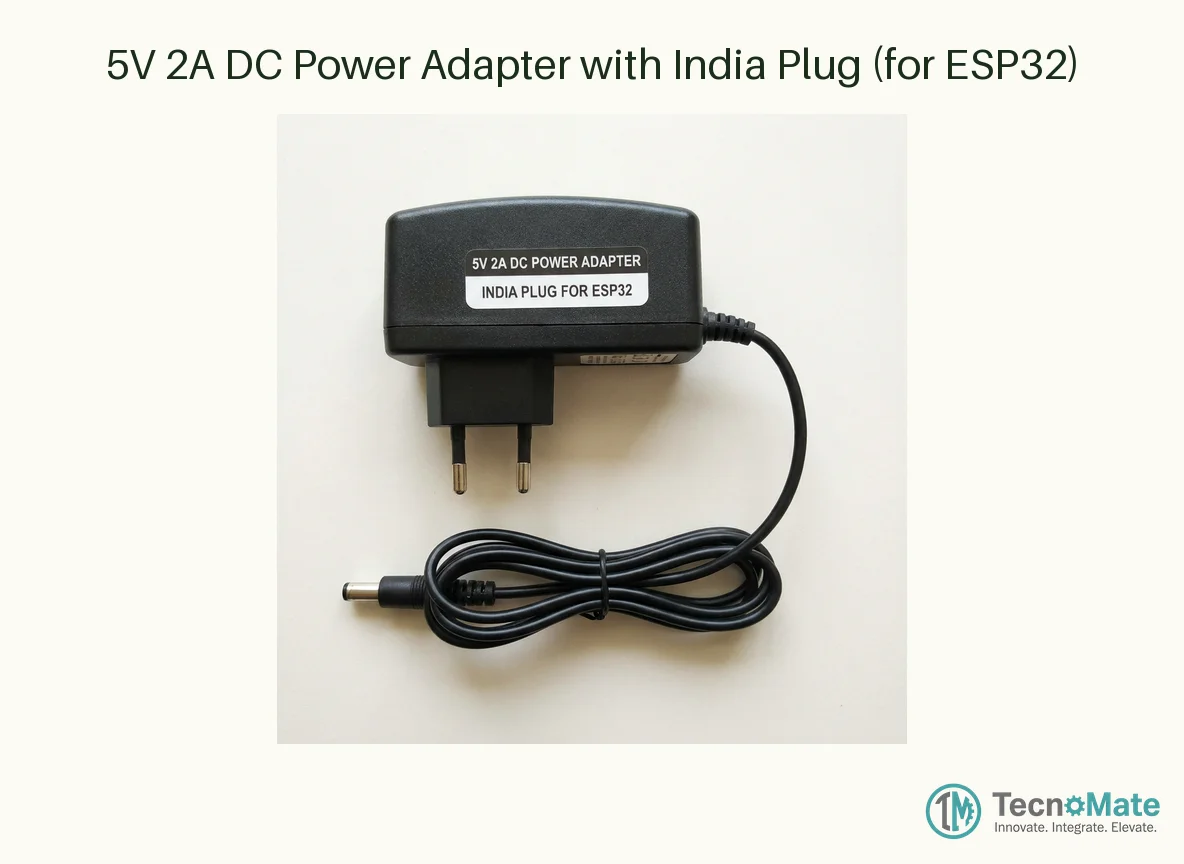 5V 2A DC Power Adapter with India Plug (for ESP32)