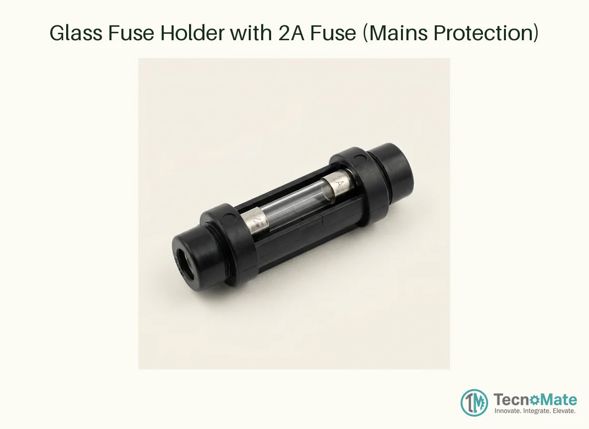 Glass Fuse Holder with 2A Fuse (Mains Protection)