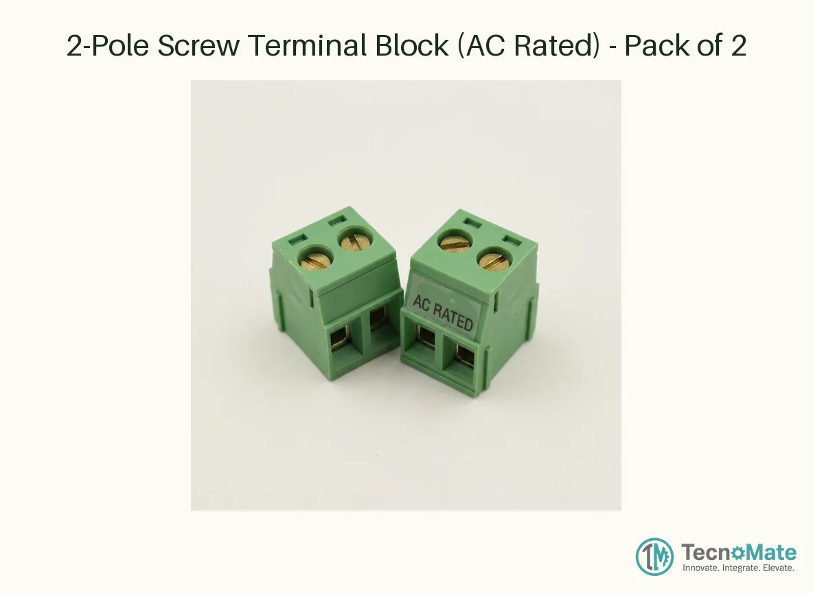 2-Pole Screw Terminal Block (AC Rated) - Pack of 2