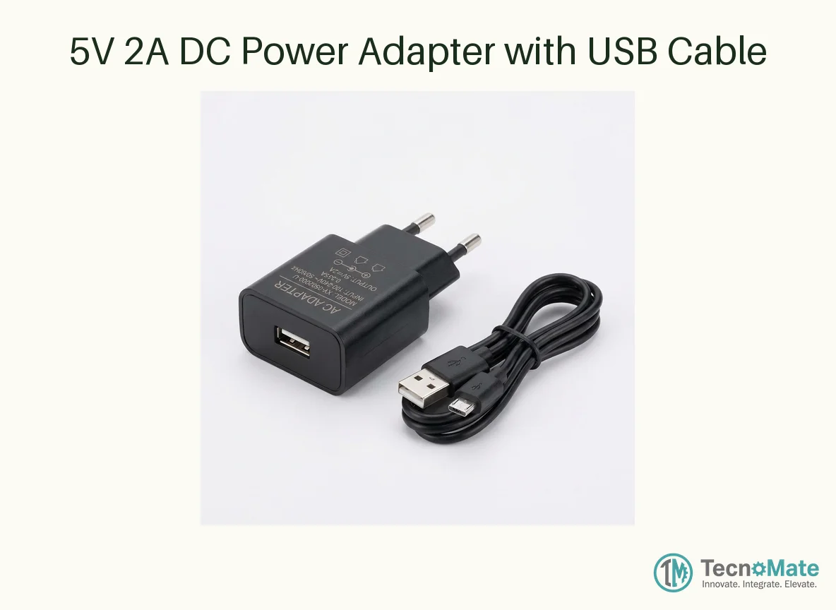 5V 2A DC Power Adapter with USB Cable