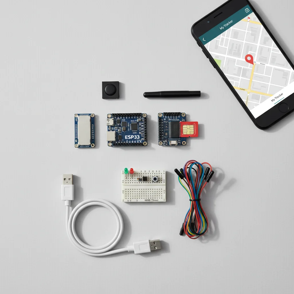 ESP32 GPS Tracker with GSM (SIM800L / A7672S) - All components