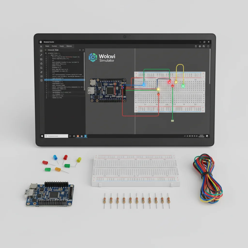 ESP32 LED Chaser (Wokwi Simulator) - All components