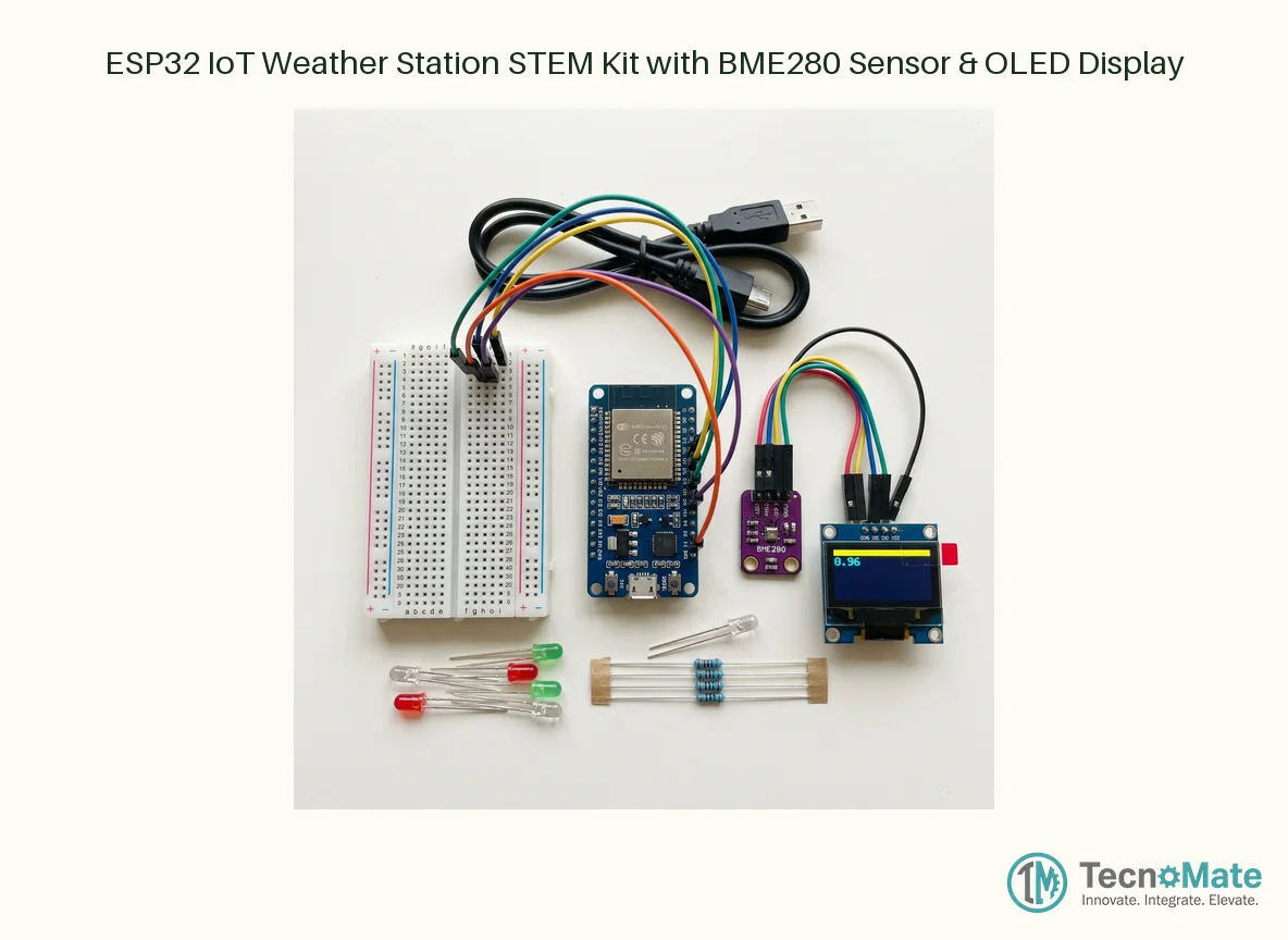 ESP32 IoT Weather Station STEM Kit with BME280 Sensor & OLED Display