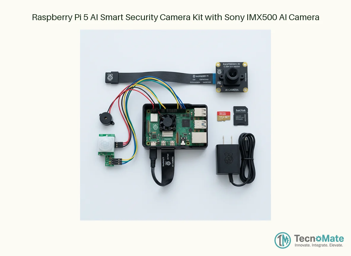 Raspberry Pi 5 AI Smart Security Camera Kit with Sony IMX500 AI Camera