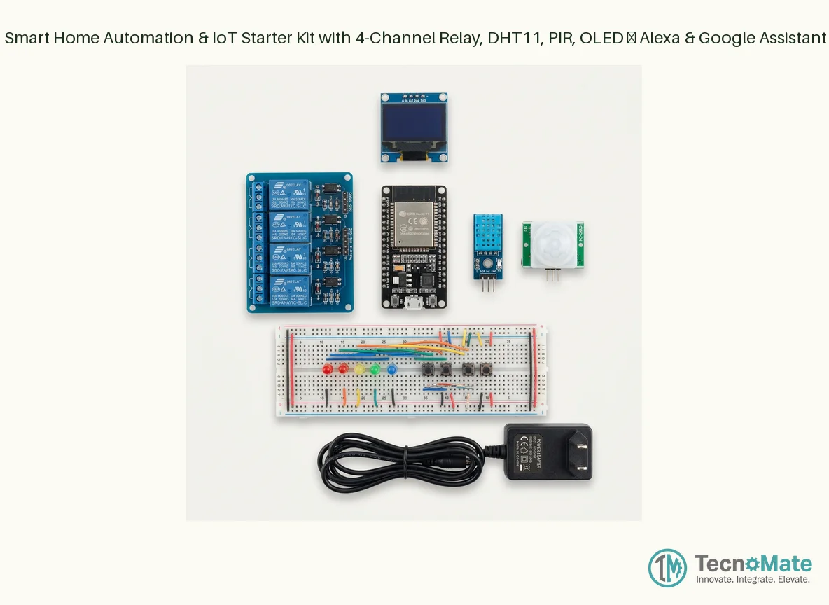 ESP32 Smart Home Automation & IoT Starter Kit with 4-Channel Relay, DHT11, PIR, OLED – Alexa & Google Assistant Ready