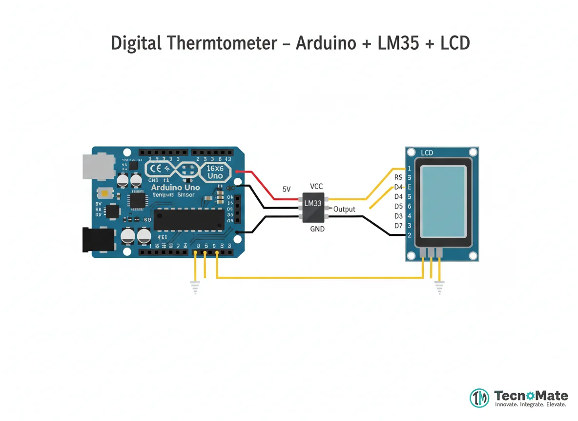 Digital Thermometer with LCD Display