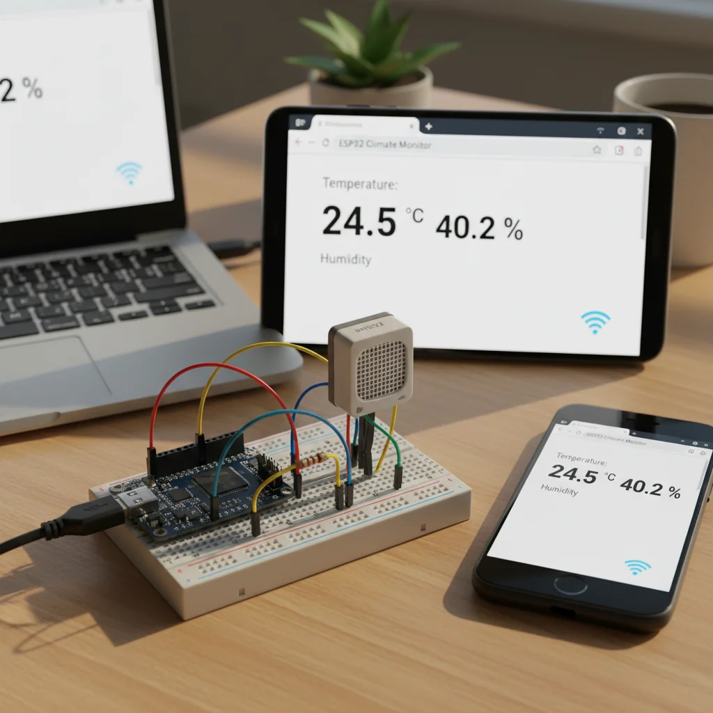 ESP32 Temperature & Humidity Web Server (DHT22)