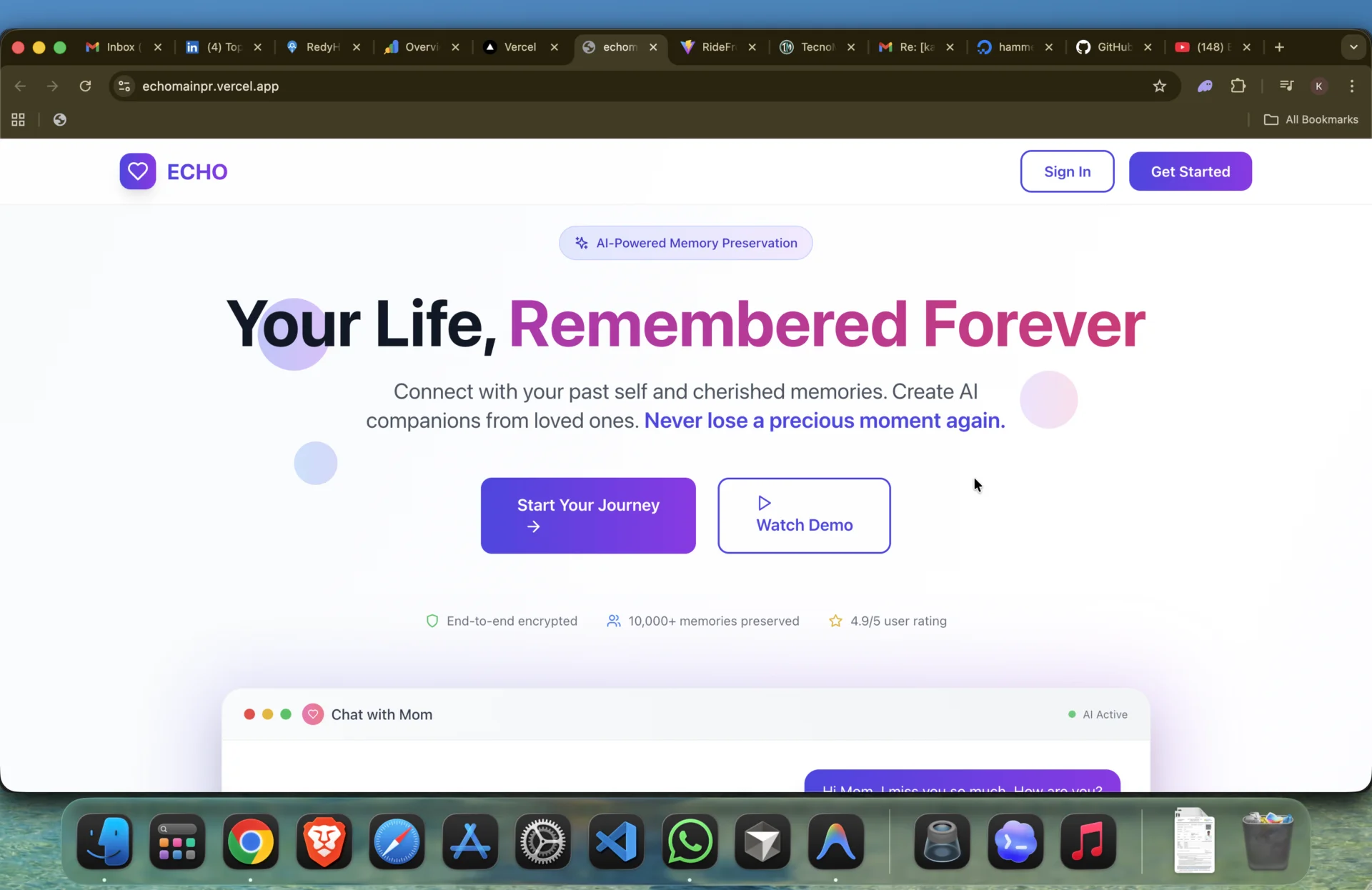Ai powered memory preservation using react only